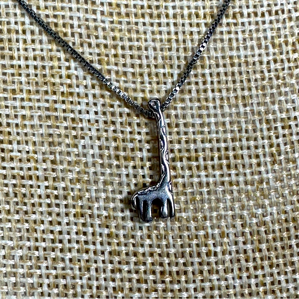 Genuine 925 Sterling Silver Giraffe Pendant Necklace Small Charm